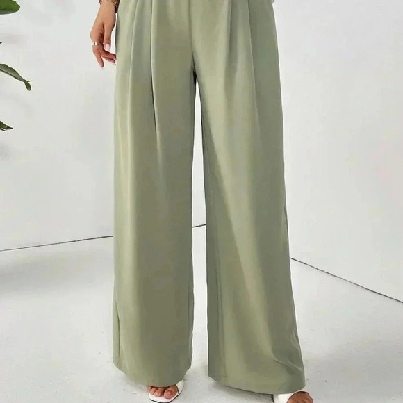 Green Casual Women's Basic Solid Color Long Pants - Picture 5 of 6